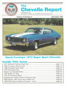 THE CHEVELLE REPORT 1991 NOV - '72 SS, '65 MALIBU SS, '70 WRONG TIRE DECAL